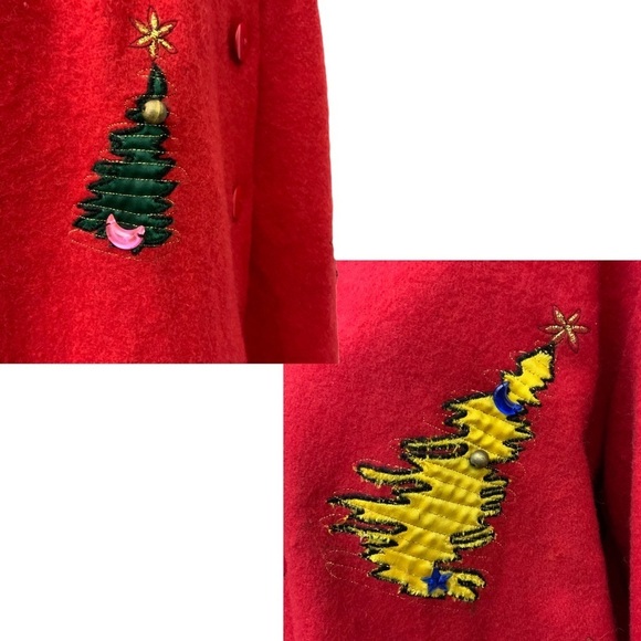 Holiday Take Two Vintage Christmas Jacket Boxy Red Embellished 80’s  Large - Picture 15 of 16